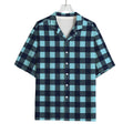 Blue Buffalo Check Pattern Print Rayon Hawaiian Shirt