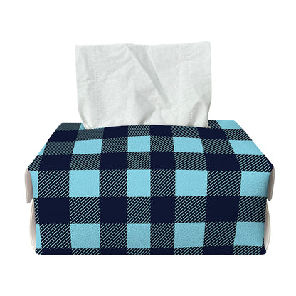 Blue Buffalo Check Pattern Print Rectangle Tissue Box Cover