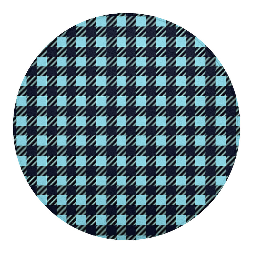 Blue Buffalo Check Pattern Print Round Blanket