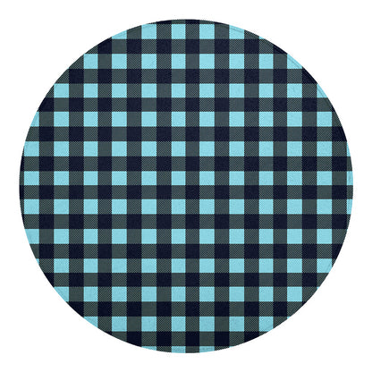 Blue Buffalo Check Pattern Print Round Blanket
