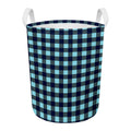 Blue Buffalo Check Pattern Print Round Laundry Basket