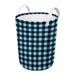 Blue Buffalo Check Pattern Print Round Laundry Basket