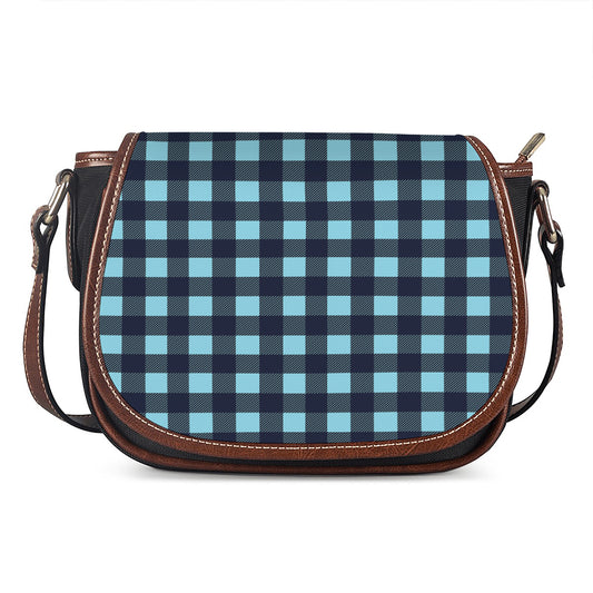 Blue Buffalo Check Pattern Print Saddle Bag