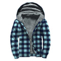Blue Buffalo Check Pattern Print Sherpa Lined Zip Up Hoodie