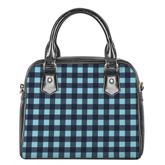 Blue Buffalo Check Pattern Print Shoulder Handbag