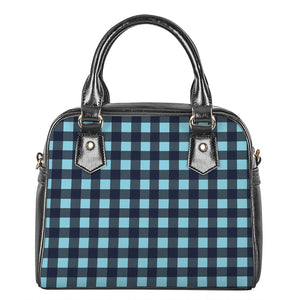 Blue Buffalo Check Pattern Print Shoulder Handbag