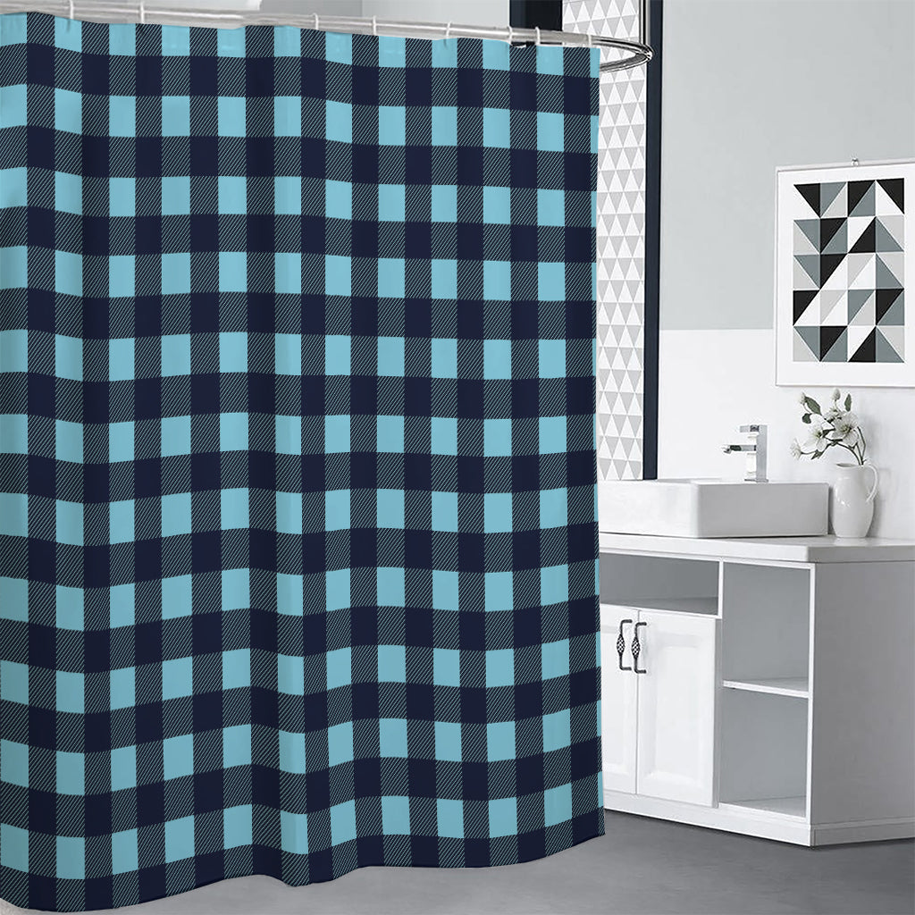 Blue Buffalo Check Pattern Print Shower Curtain