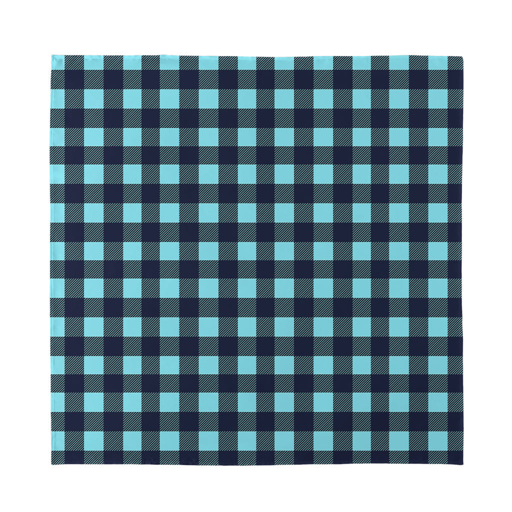 Blue Buffalo Check Pattern Print Silk Bandana
