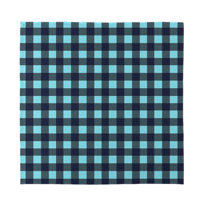 Blue Buffalo Check Pattern Print Silk Bandana