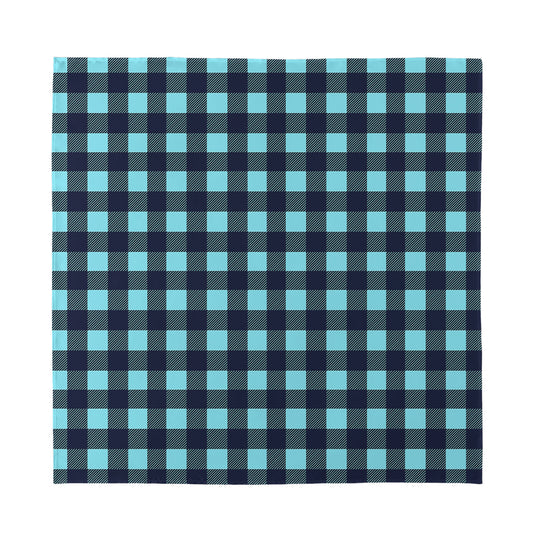 Blue Buffalo Check Pattern Print Silk Bandana