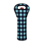 Blue Buffalo Check Pattern Print Single Neoprene Wine Tote