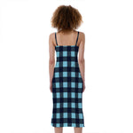 Blue Buffalo Check Pattern Print Slim Fit Midi Cami Dress
