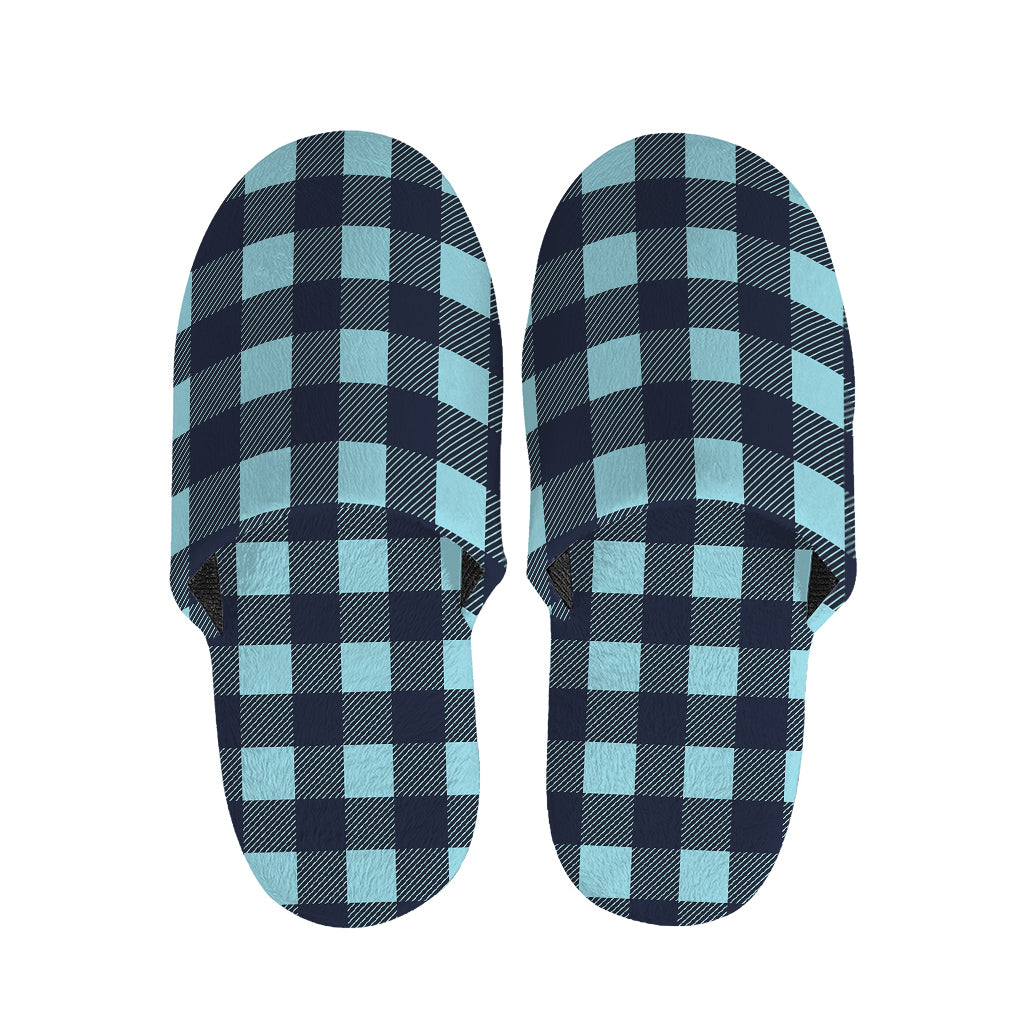 Blue Buffalo Check Pattern Print Slippers