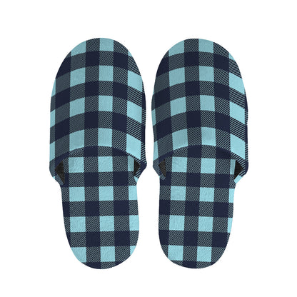 Blue Buffalo Check Pattern Print Slippers