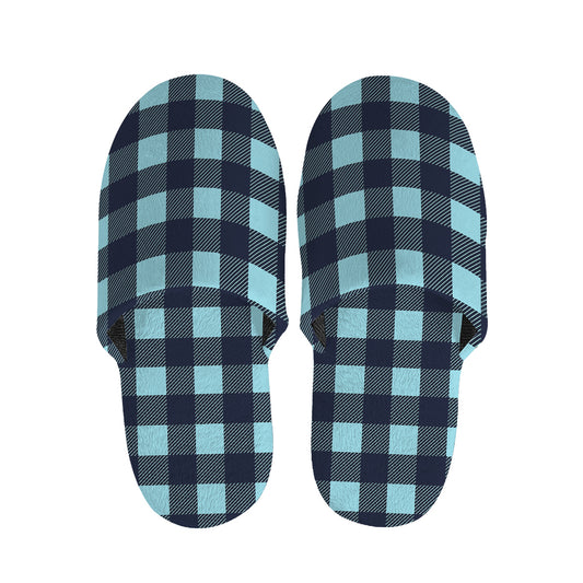 Blue Buffalo Check Pattern Print Slippers