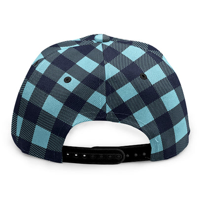 Blue Buffalo Check Pattern Print Snapback Cap