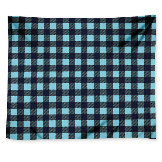 Blue Buffalo Check Pattern Print Tapestry