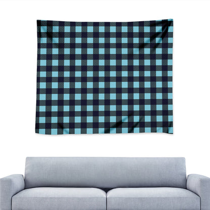 Blue Buffalo Check Pattern Print Tapestry