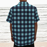 Blue Buffalo Check Pattern Print Textured Short Sleeve Shirt