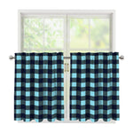 Blue Buffalo Check Pattern Print Tier Curtains