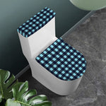 Blue Buffalo Check Pattern Print Toilet Lid And Tank Cover Set