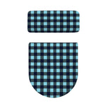 Blue Buffalo Check Pattern Print Toilet Lid And Tank Cover Set