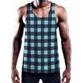 Blue Buffalo Check Pattern Print Men's Workout Tank Top