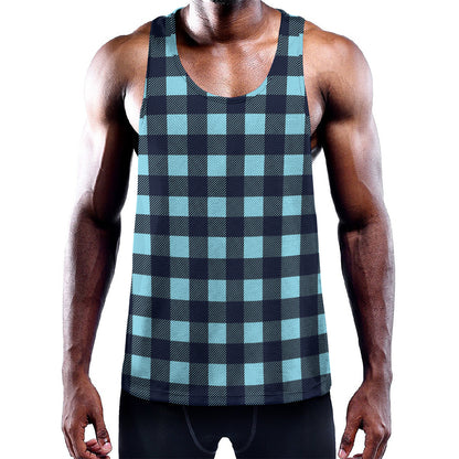 Blue Buffalo Check Pattern Print Training Tank Top