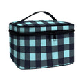 Blue Buffalo Check Pattern Print Travel Makeup Bag