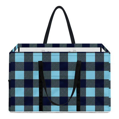 Blue Buffalo Check Pattern Print Utility Tote Bag