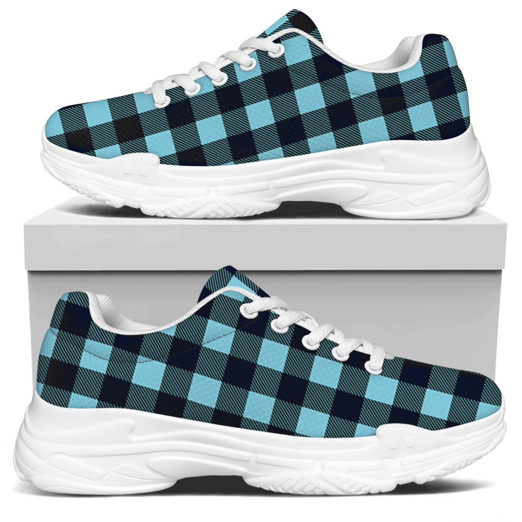 Blue Buffalo Check Pattern Print White Chunky Shoes