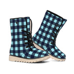 Blue Buffalo Check Pattern Print Winter Boots