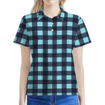 Blue Buffalo Check Pattern Print Women's Polo Shirt
