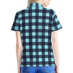 Blue Buffalo Check Pattern Print Women's Polo Shirt
