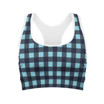 Blue Buffalo Check Pattern Print Women's Sports Bra