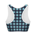 Blue Buffalo Check Pattern Print Women's Sports Bra