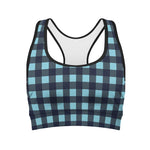 Blue Buffalo Check Pattern Print Women's Sports Bra