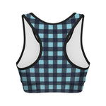 Blue Buffalo Check Pattern Print Women's Sports Bra