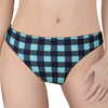 Blue Buffalo Check Pattern Print Women's Thong