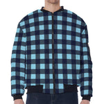Blue Buffalo Check Pattern Print Zip Sleeve Bomber Jacket