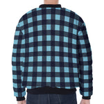 Blue Buffalo Check Pattern Print Zip Sleeve Bomber Jacket