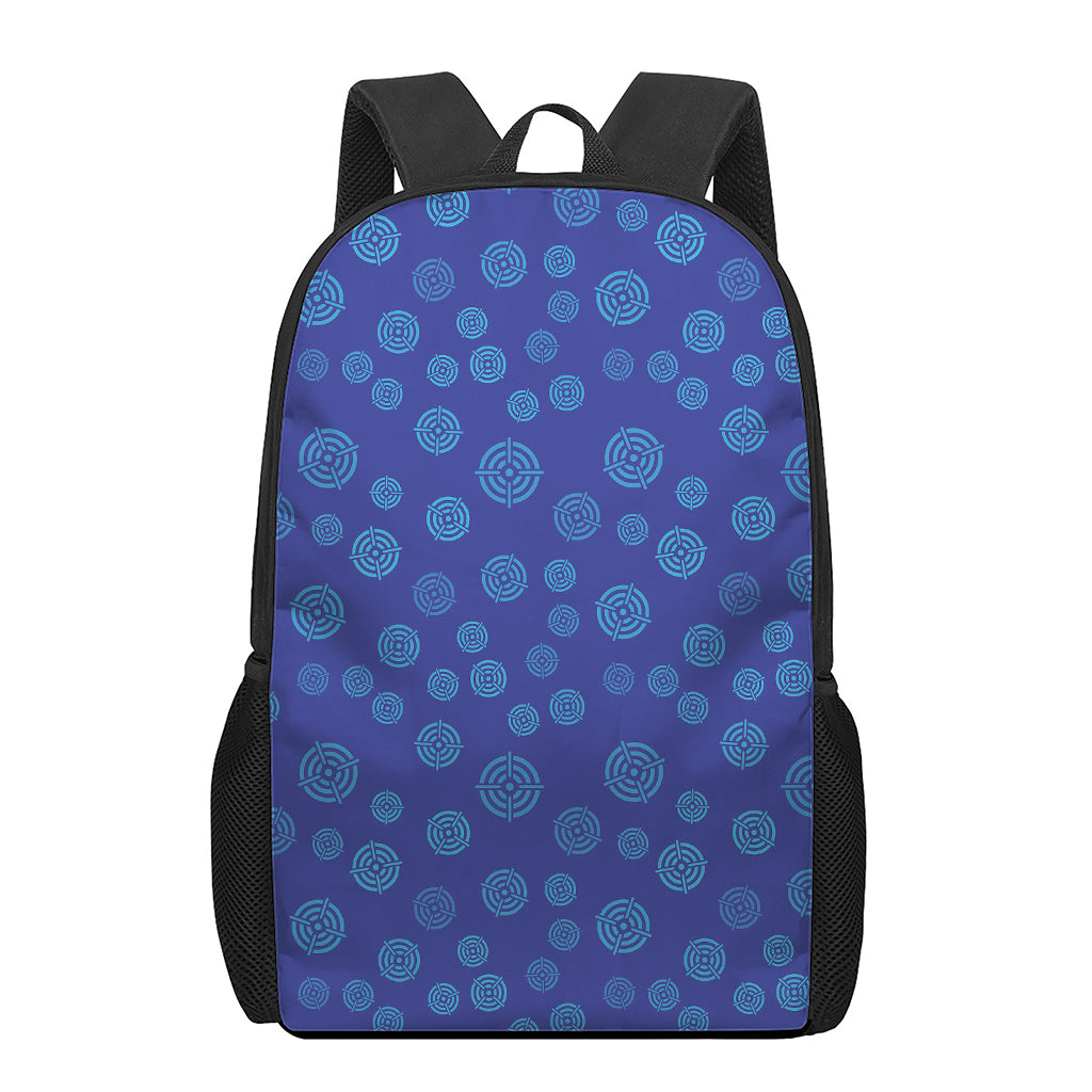 Blue Bullseye Target Pattern Print 17 Inch Backpack