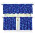 Blue Bullseye Target Pattern Print 3 Piece Kitchen Curtains