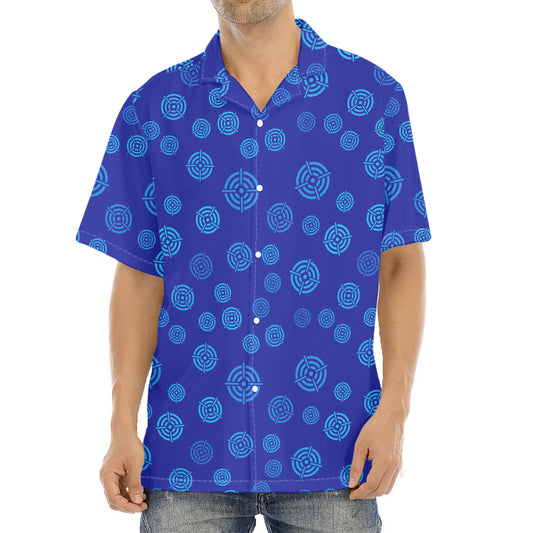 Blue Bullseye Target Pattern Print Aloha Shirt