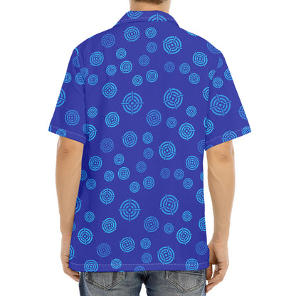 Blue Bullseye Target Pattern Print Aloha Shirt