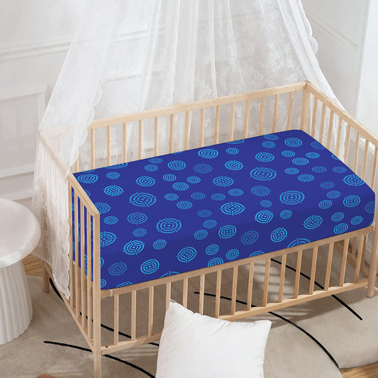 Blue Bullseye Target Pattern Print Baby Crib Sheet