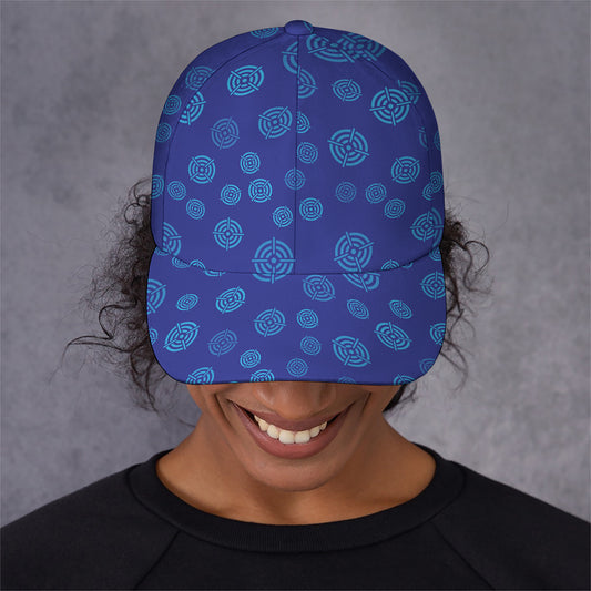 Blue Bullseye Target Pattern Print Baseball Cap