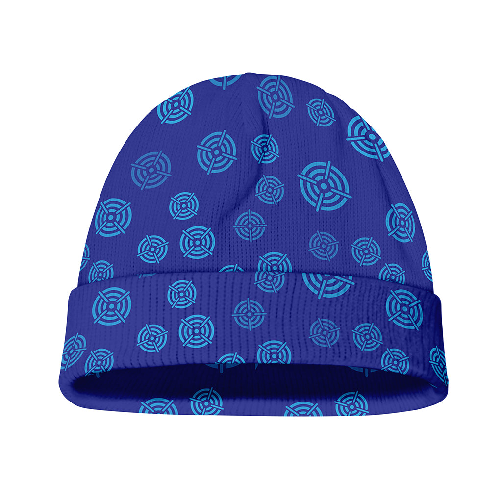 Blue Bullseye Target Pattern Print Beanie