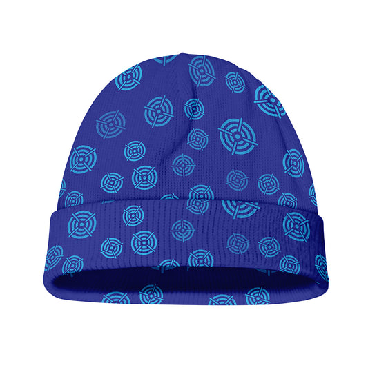 Blue Bullseye Target Pattern Print Beanie