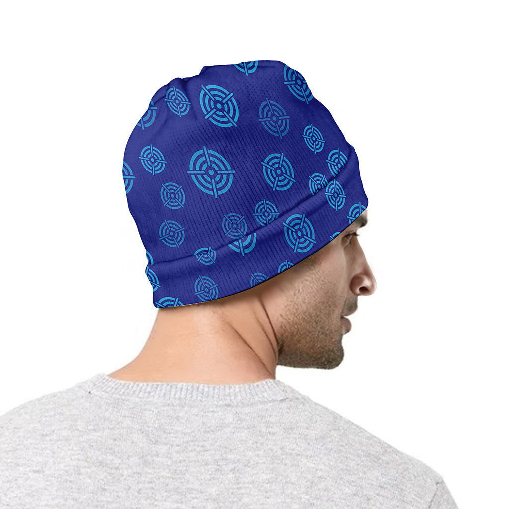 Blue Bullseye Target Pattern Print Beanie